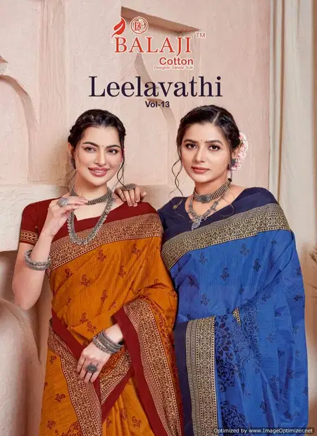 Leelavathi Vol 13 By Balaji Pure Cotton Printed Saree Wholesale Suppliers In India Catalog